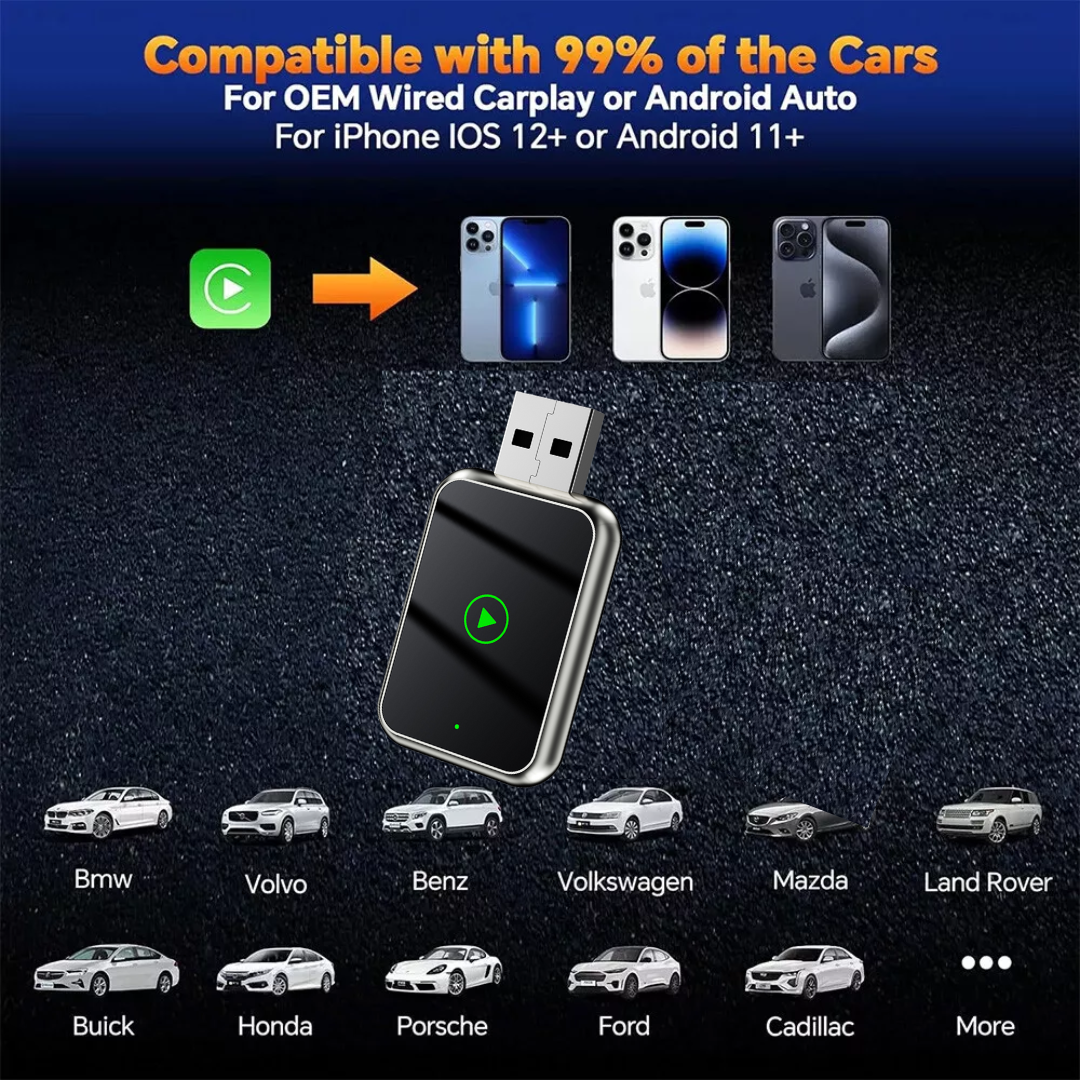 Gajetto CarPlay : Wireless Adapter For Apple Carplay & Android Auto (Premium Build)