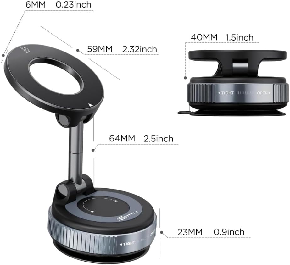 Gajetto MagSafe Car Mount Phone Holder | 360° Adjustable & Strong Vacuum Suction