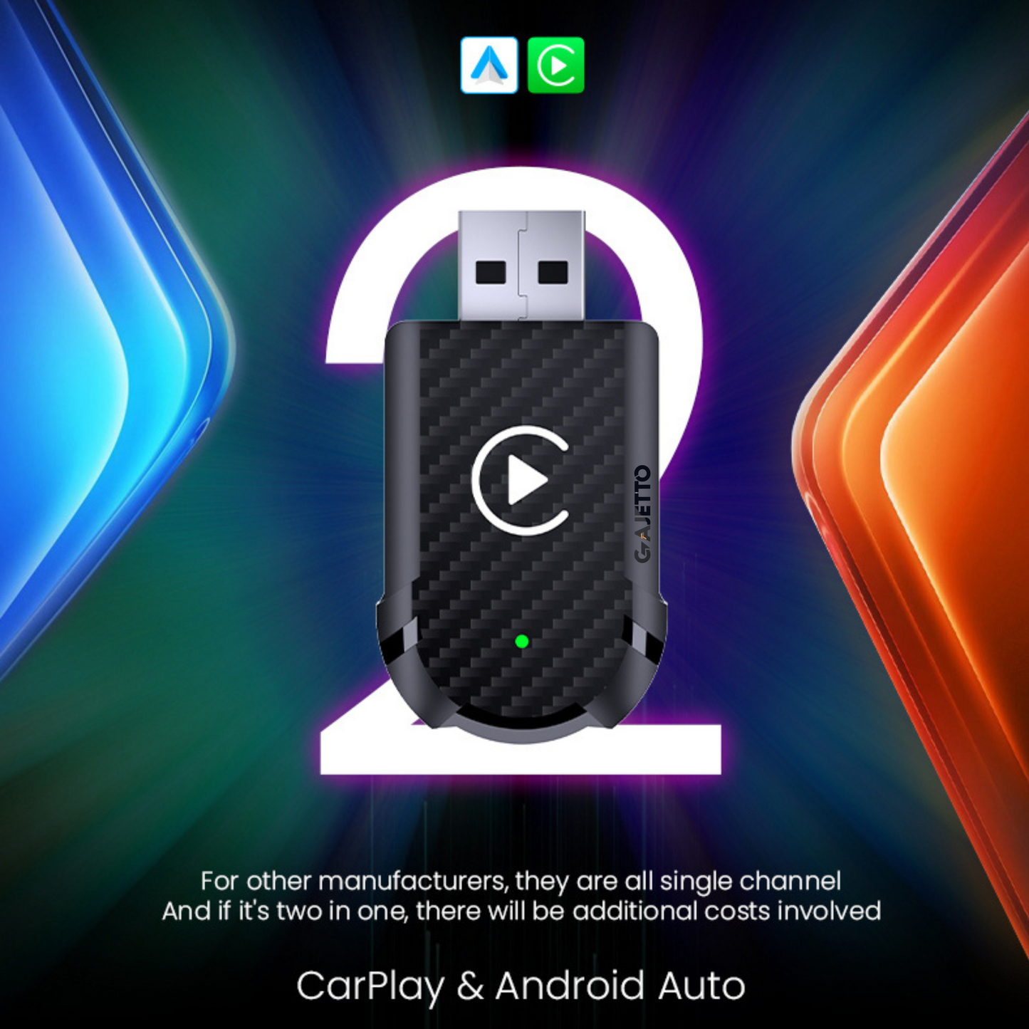 Wireless Carplay Adapter For iPhone Car Play & Android Auto (Plastic Model)