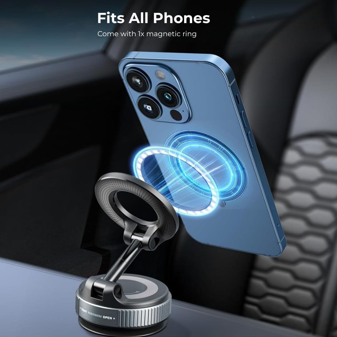 Gajetto MagSafe Car Mount Phone Holder | 360° Adjustable & Strong Vacuum Suction